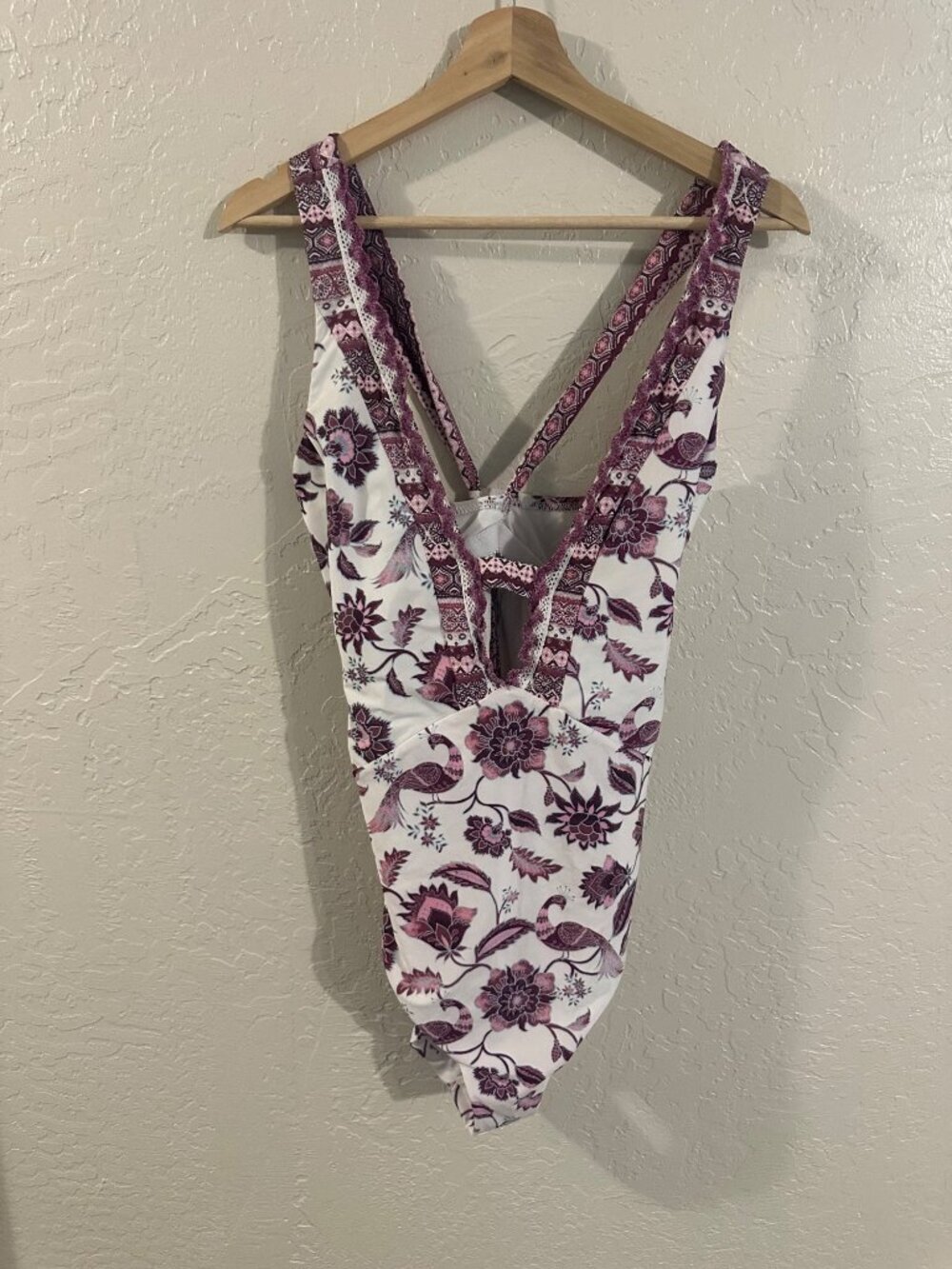 Becca by Rebecca Virtue Tahiti Plunge Plus Size Floral Peekaboo Cutout Swimsuit